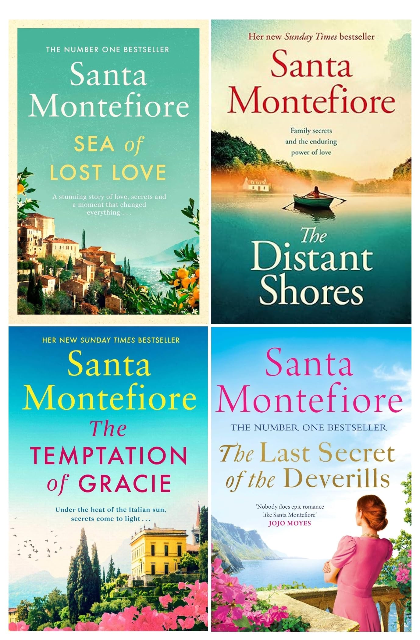 Santa Montefiore 4 Books Collection Set (The Distant Shores, Temptation of Gracie, Sea of Lost Love, Last Secret of the Deverills)
