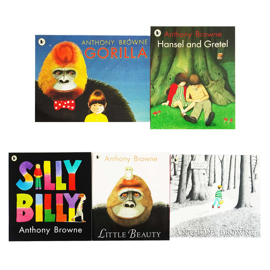 Anthony Browne Collection 5 Books Set (Hansel and Gretel, Into the Forest, Little Beauty, Gorilla & Silly Billy)